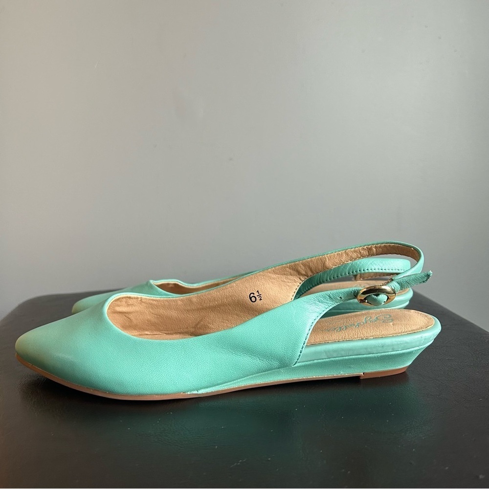 Seychelles Mint Green Reflection Wedge Slingback Shoes - Picture 6 of 13